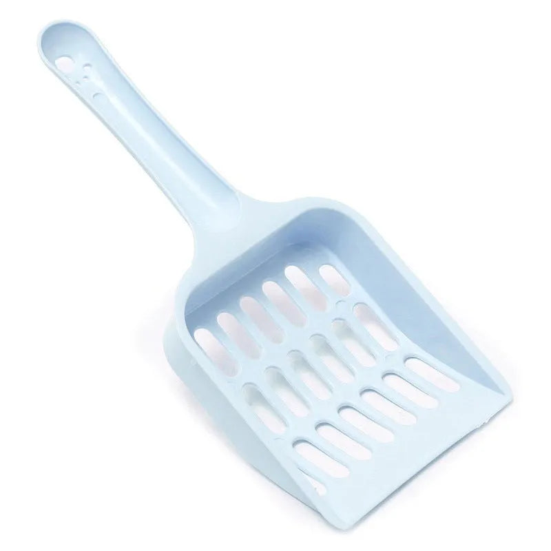 Plastic cat litter scoop in blue, green or pink colours measuring 20cm length
