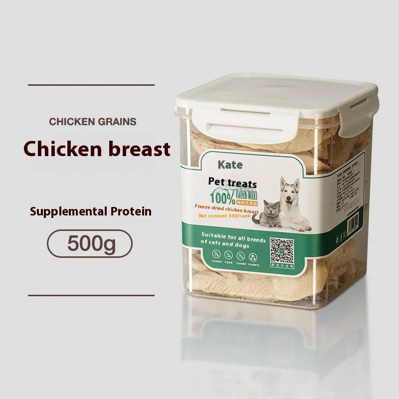 500g bag or can of freeze-dried chicken cat treats, high-grade nuggets without shreds