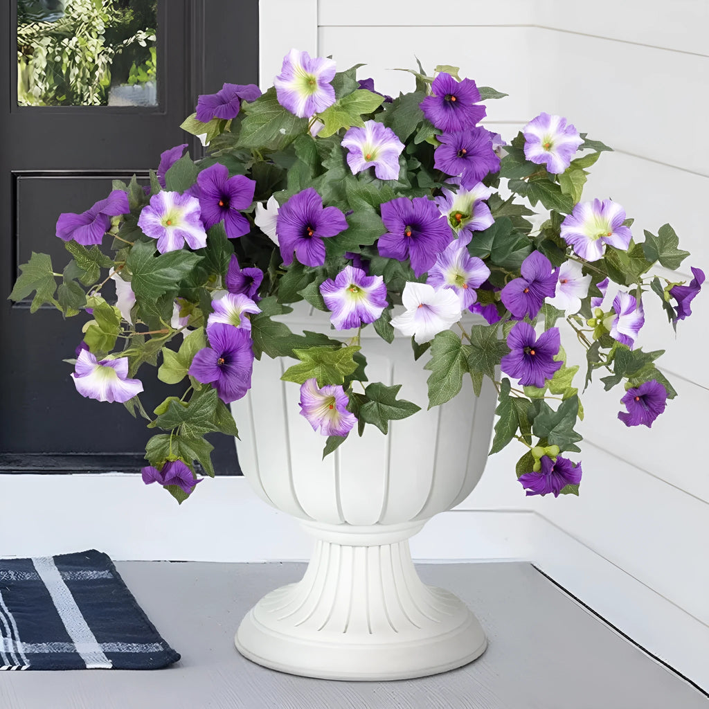 Purple plastic artificial flower arrangement with 12 forks in European courtyard style