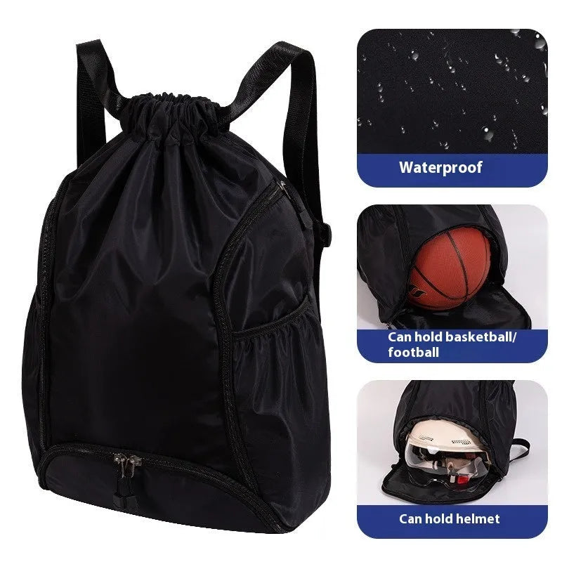 Large cube-style sports backpack drawstring bag in multiple colours with compartments