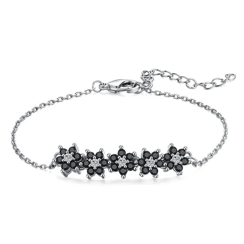 High profile titanium steel flower bracelet black women natural style