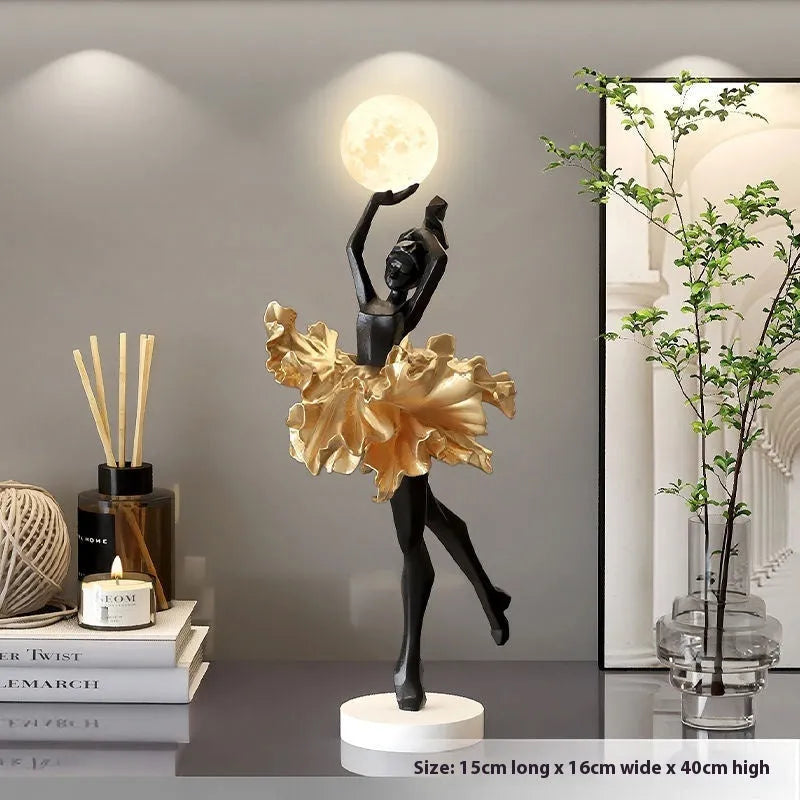 Small modern resin night lamp with USB charging cable in Black Gold colour.