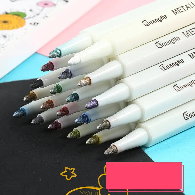 Black metal pens in plastic card album stationery set with multiple colour box options