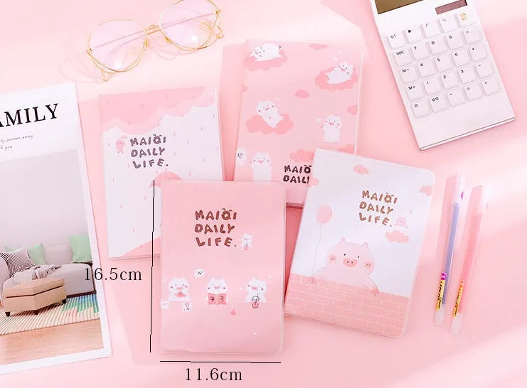 Cherry blossom PU cover button notebook in compact 11cm by 15cm size