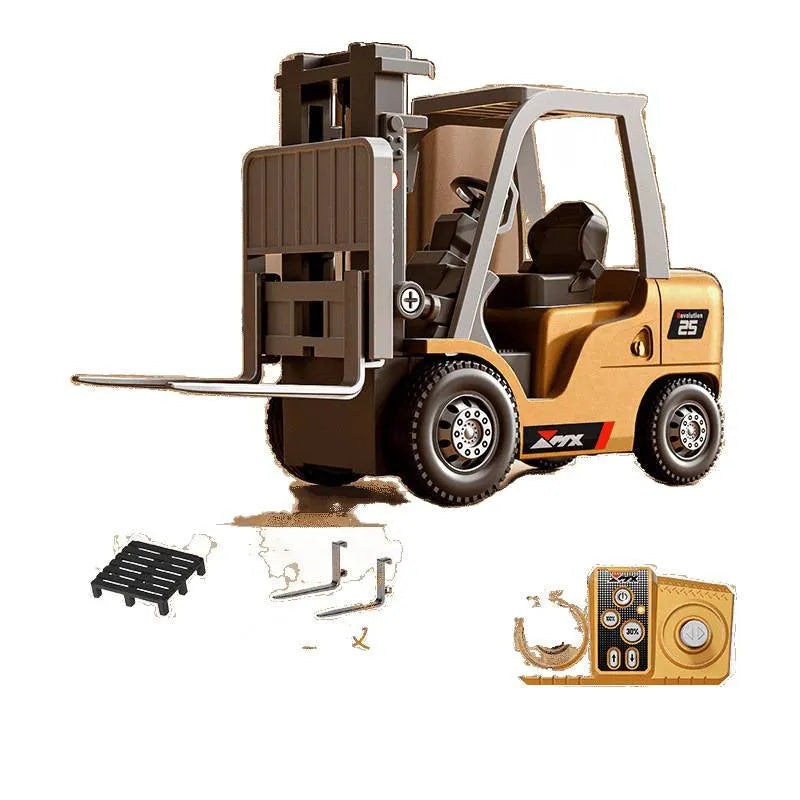 1:64 scale mini alloy forklift remote control toy with cargo accessories on pallet