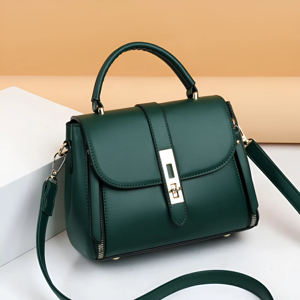 Soft PU leather women's shoulder bag in vertical square design, shown in black colour.