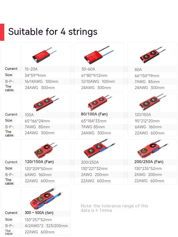 Dali lithium iron phosphate battery protection board for 4S 12V systems with cooling fan.