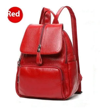 Women's genuine leather backpack in blue colour showing street trend style and internal organisation compartments