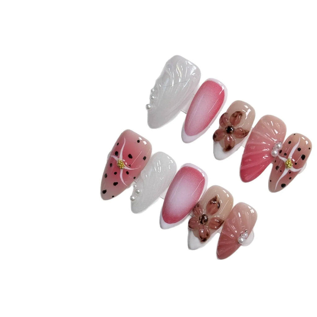 Hand-painted three-dimensional carved nail beauty patches with embossed candy patterns