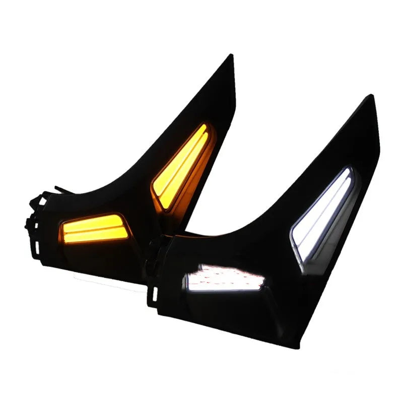 Pair of LED turn signal lights for Yamaha NMAX 155 scooter, showing colour options on a white background.