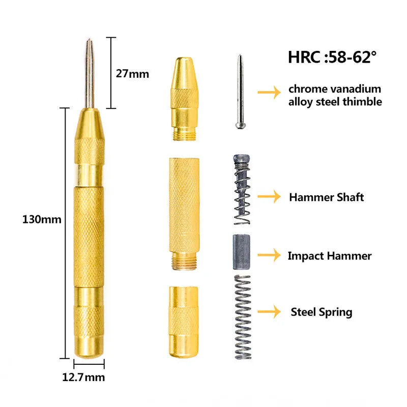 High speed steel cone step drill bit and centre punch set in six colour options for metalworking