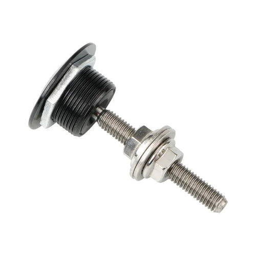 30mm diameter aluminium alloy button-type car cover lock in silver, shown with iron screw.