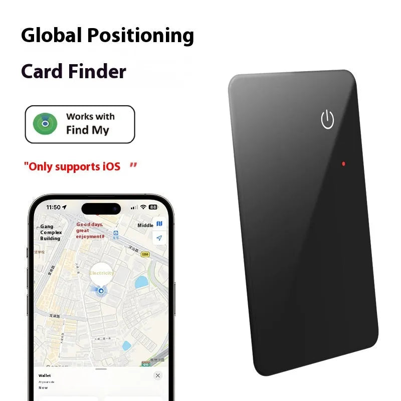 Black plastic NFC wireless charging pet tracking locator card with hanging hole