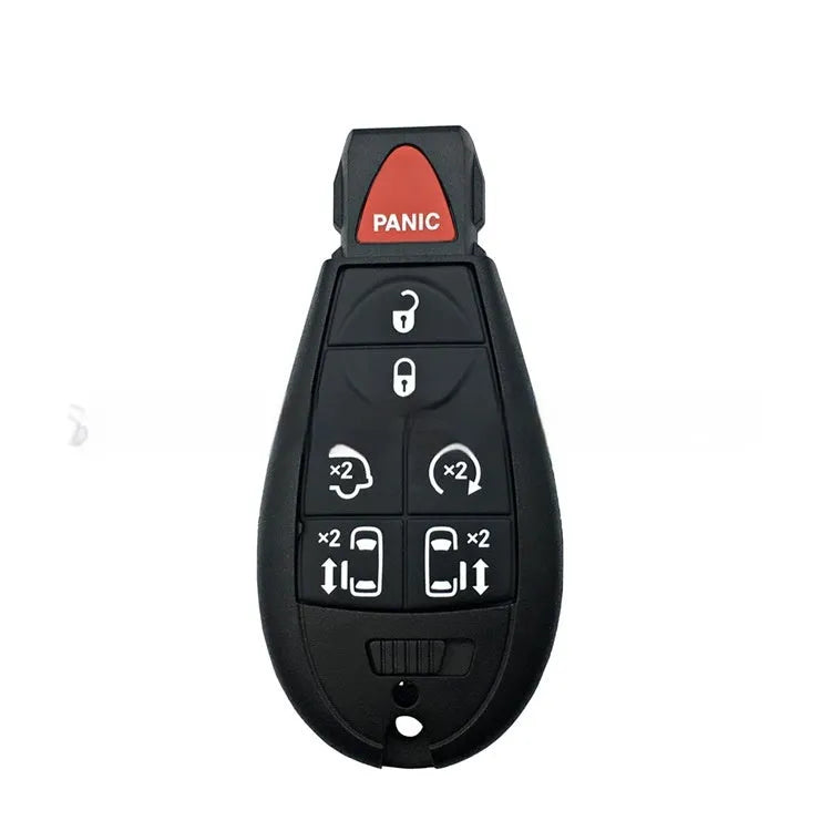 Dodge Chrysler replacement key fob shell case showing ABS brass and nylon construction, 85mm long.