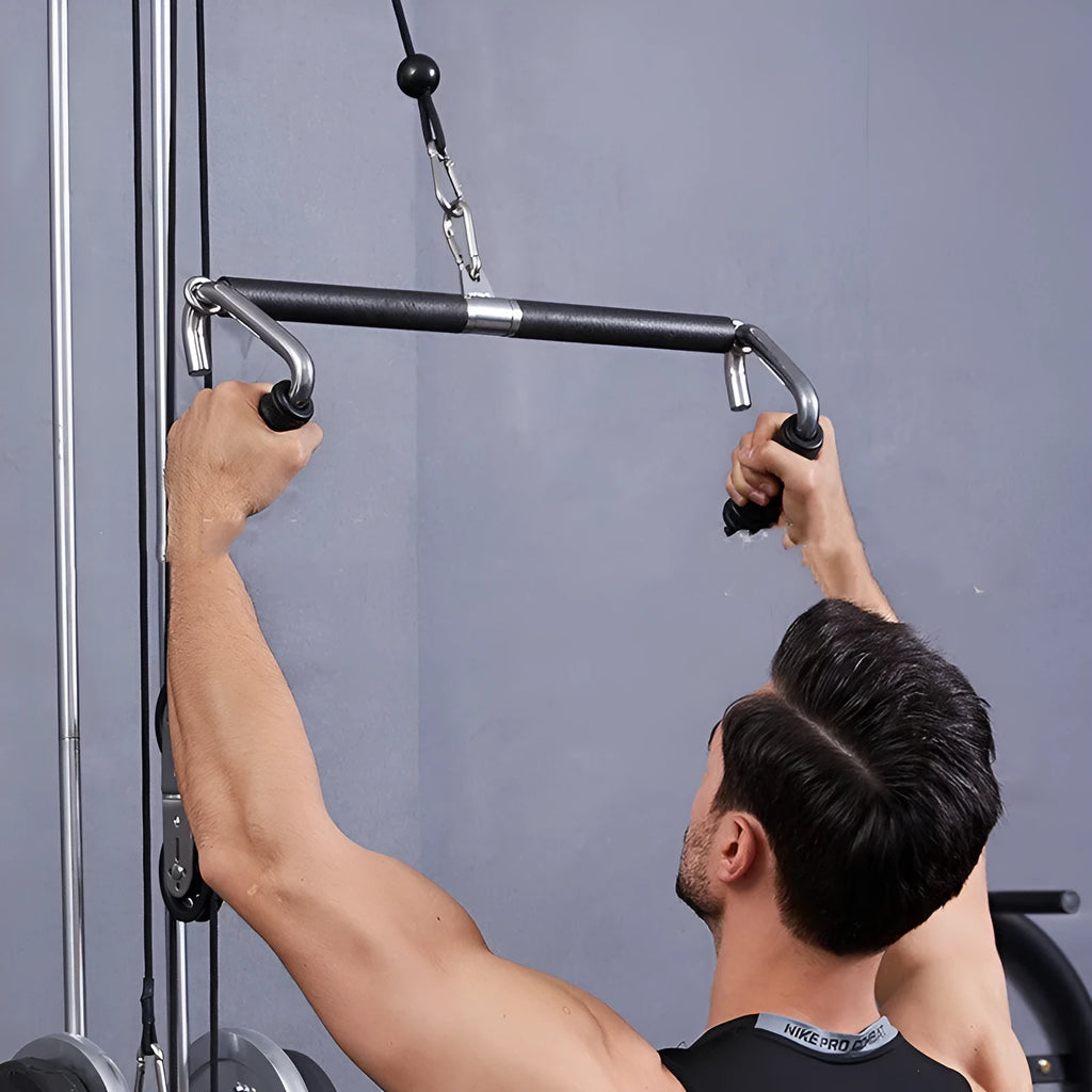 Silver steel and TPE hook handle for tensile rod high position fitness accessory