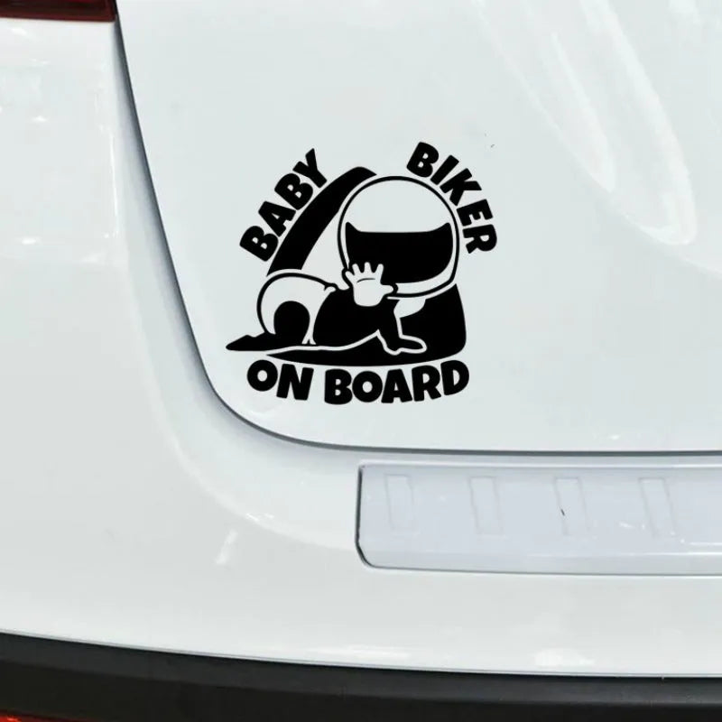 Reflective BABY ON BOARD warning car sticker in black and white colour options