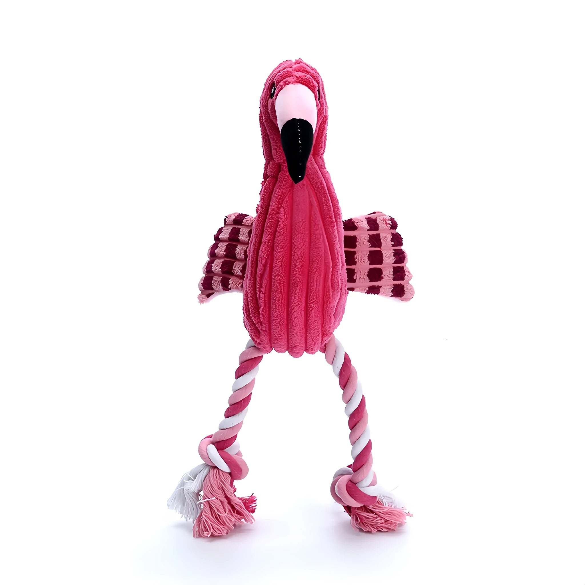 Pink corduroy animal-shaped dog toy with squeaker for small and large breeds