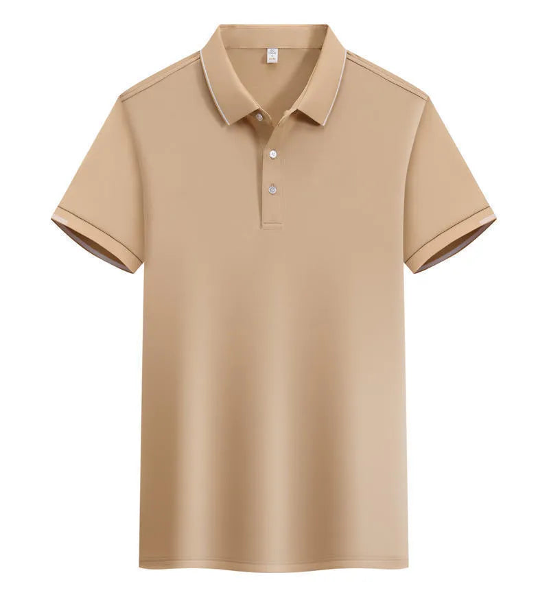 Men's loose fit cotton blend polo shirt with a two-tone collar detail in a selection of colours.