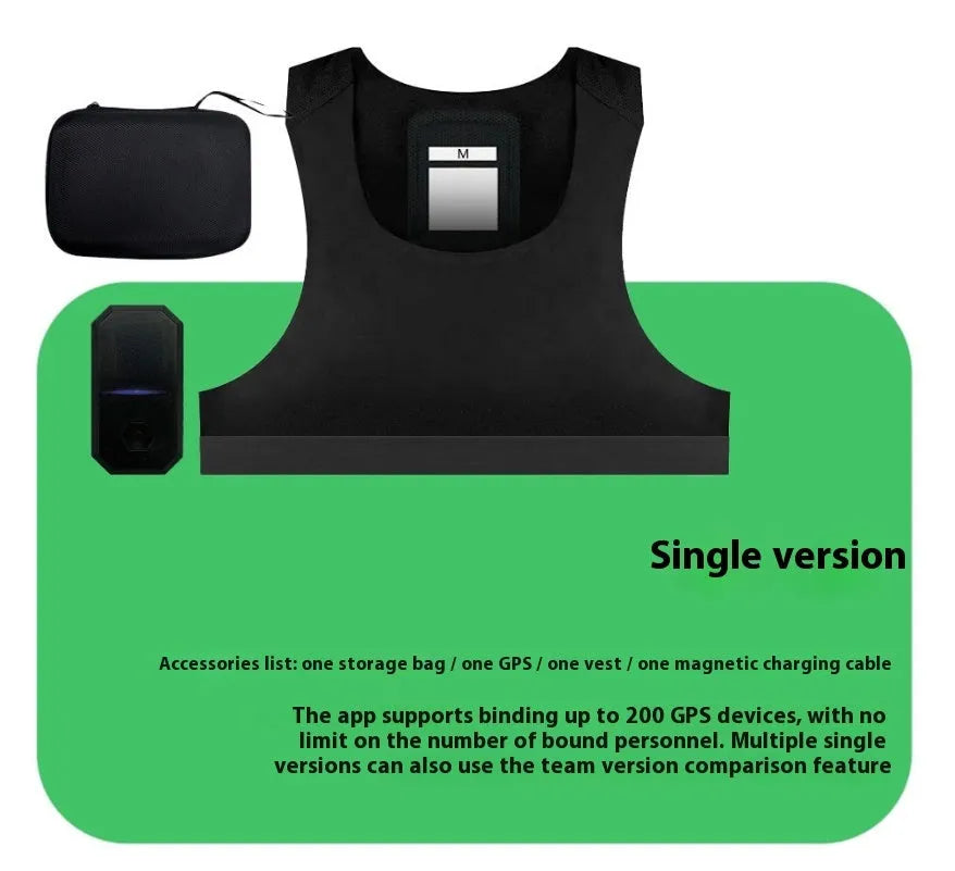 Black GPS football activity tracking vest for men adult cotton blend fabric with spandex