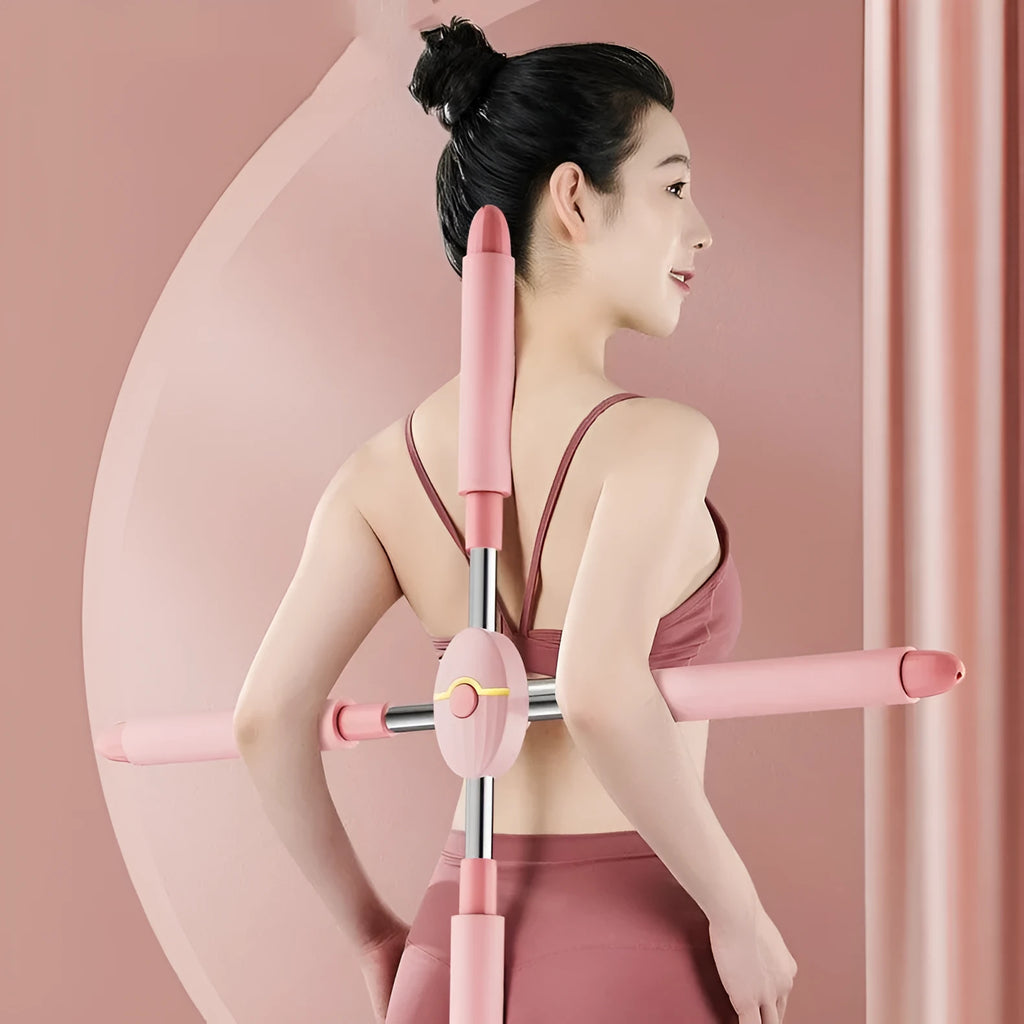 Children's adjustable open back stick yoga aid for fitness body shaping in pink or blue