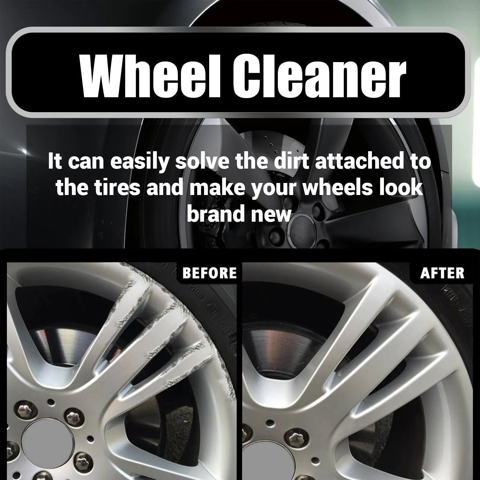 Car tyre cleaner aerosol spray kit with cleaning towel for wheel maintenance