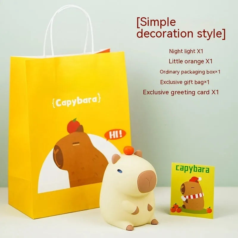 Capybara animal shaped small night lamp decoration with USB charging port