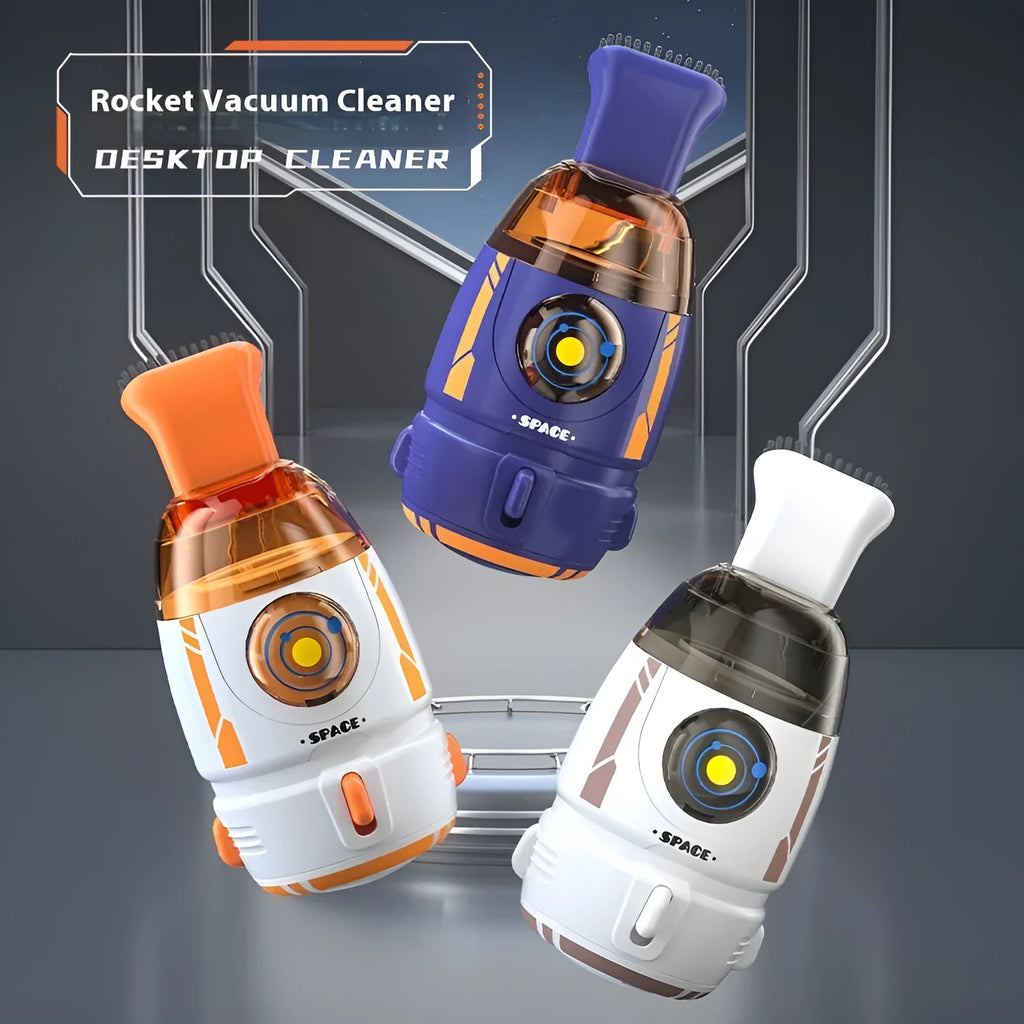 USB handheld desktop vacuum cleaner in blue, showing compact design for keyboard cleaning