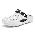 Men's EVA platform slippers in light green with hollow-out design shown from side