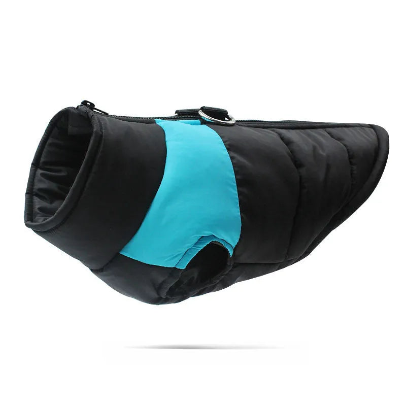 Waterproof padded dog vest jacket with zipper in multiple colours and sizes for winter wear