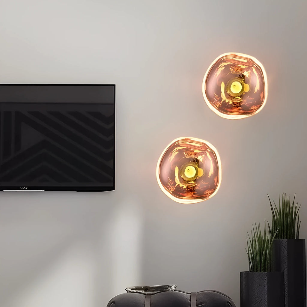Modern creative staircase bar lava wall lamp with acrylic lampshade in gold colour, 30cm x 18cm