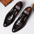 New men's genuine crocodile leather Oxford dress shoes in black, side view