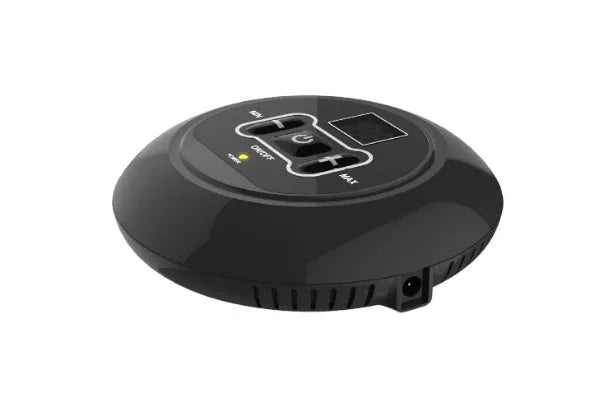 Pet wireless trainer bark stop device with digital display, transmitter 19.5 x 15.5 x 5.5 cm, and waterproof receiver