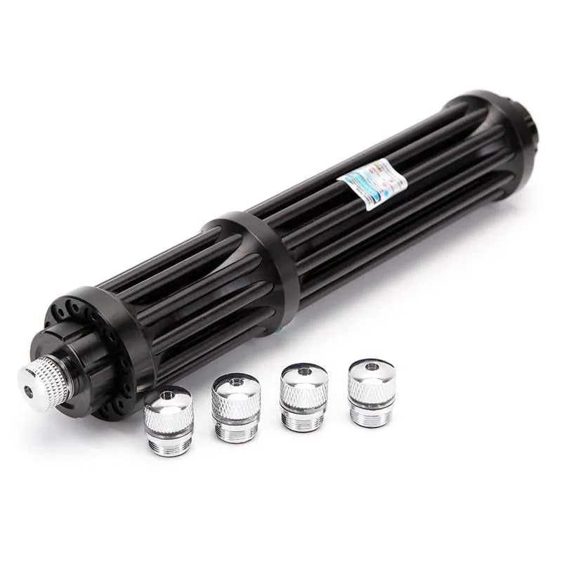 Black anodised aluminium tactical flashlight with laser indicator in B017 blue style
