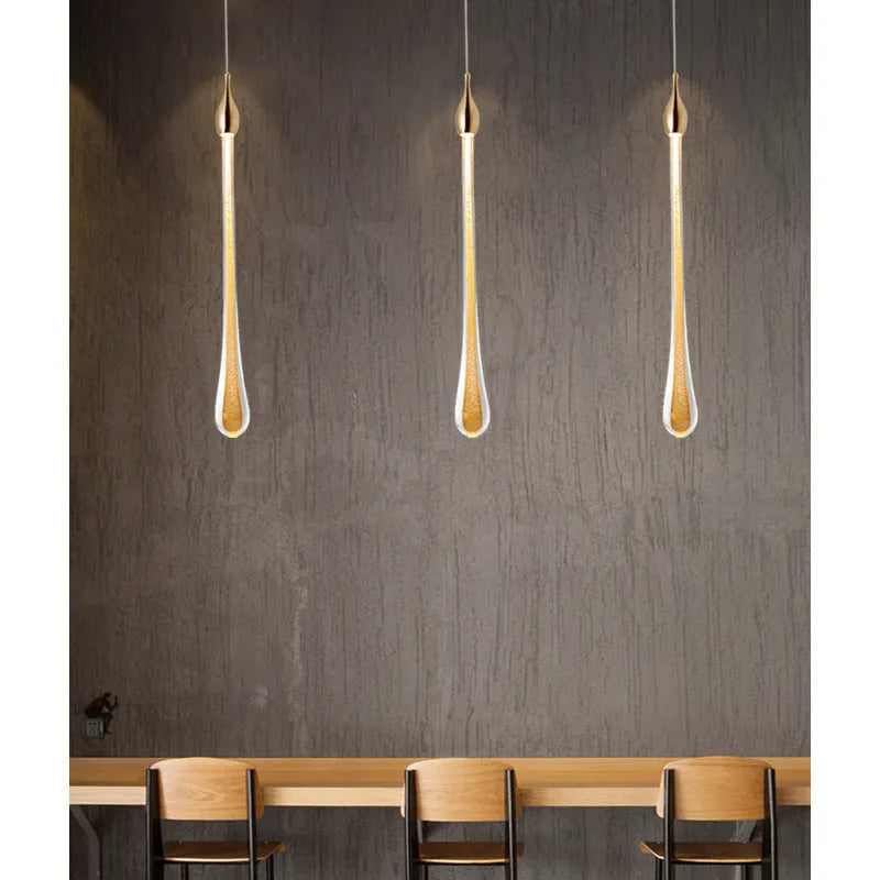 Drop-shaped glass chandelier ceiling lamp with crystal design, 600mm overall size, LED warm light option
