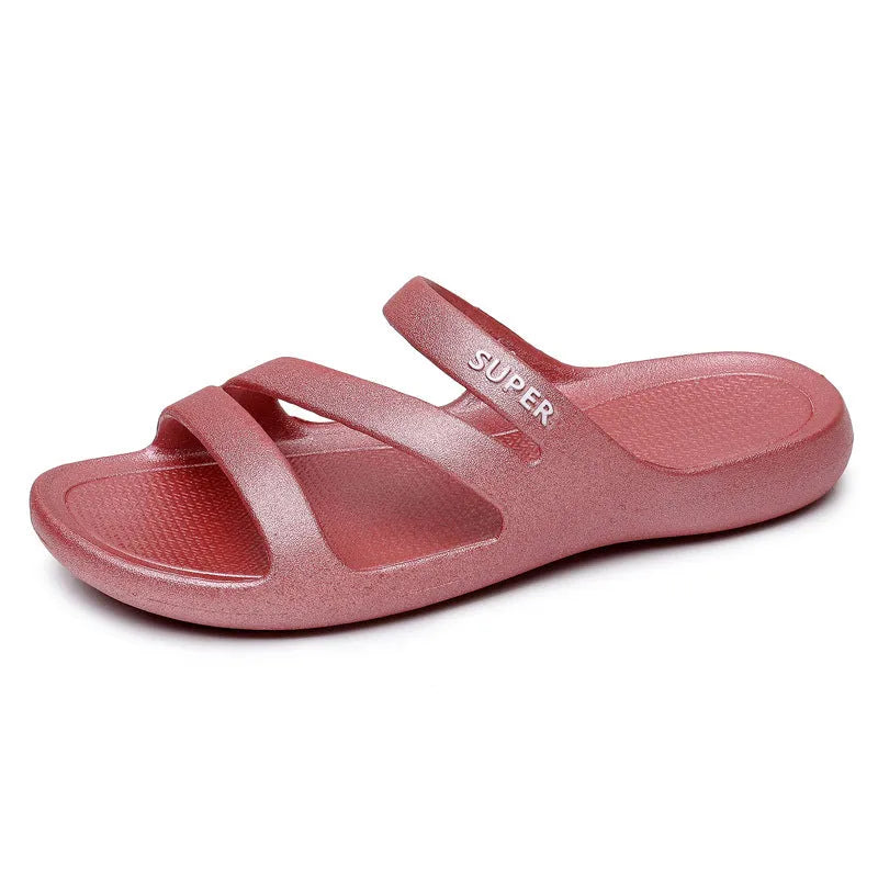 Women's solid colour non-slip PVC slippers, injection moulded, in Black, size 38