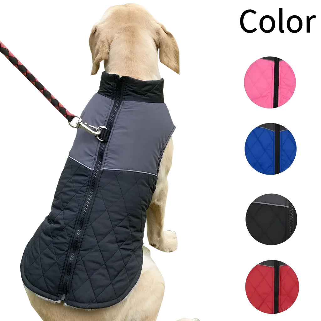 Waterproof polyester chest back dog coat in wine red for autumn and winter walks