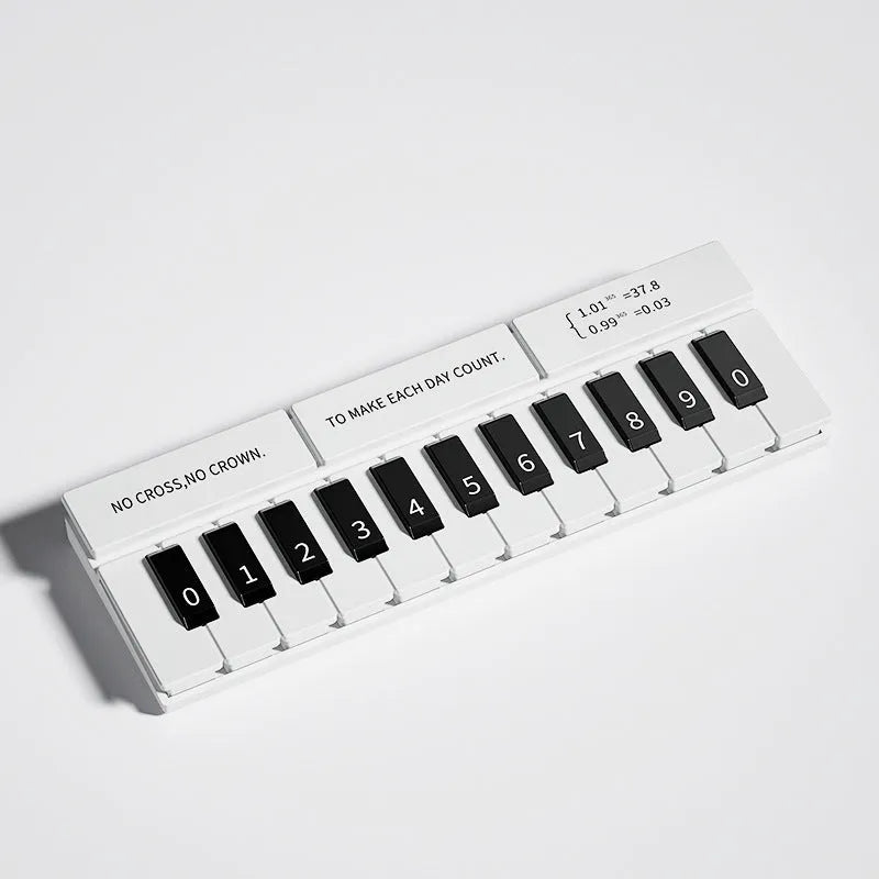 Black and white plastic piano-shaped parking sign with 'Piano Parking' text