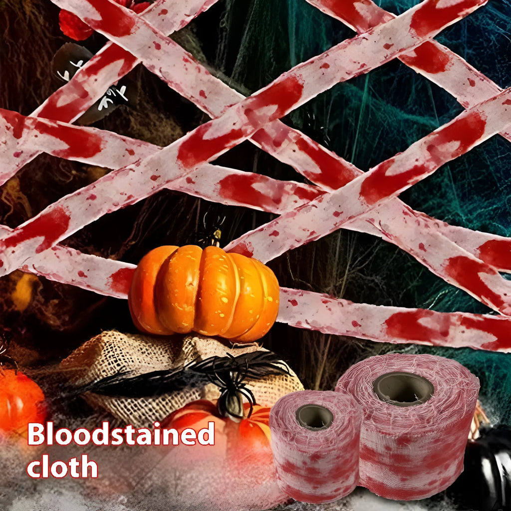 Halloween bloody horror dyed gauze bandage in red or white colour, 8cm width polyester material