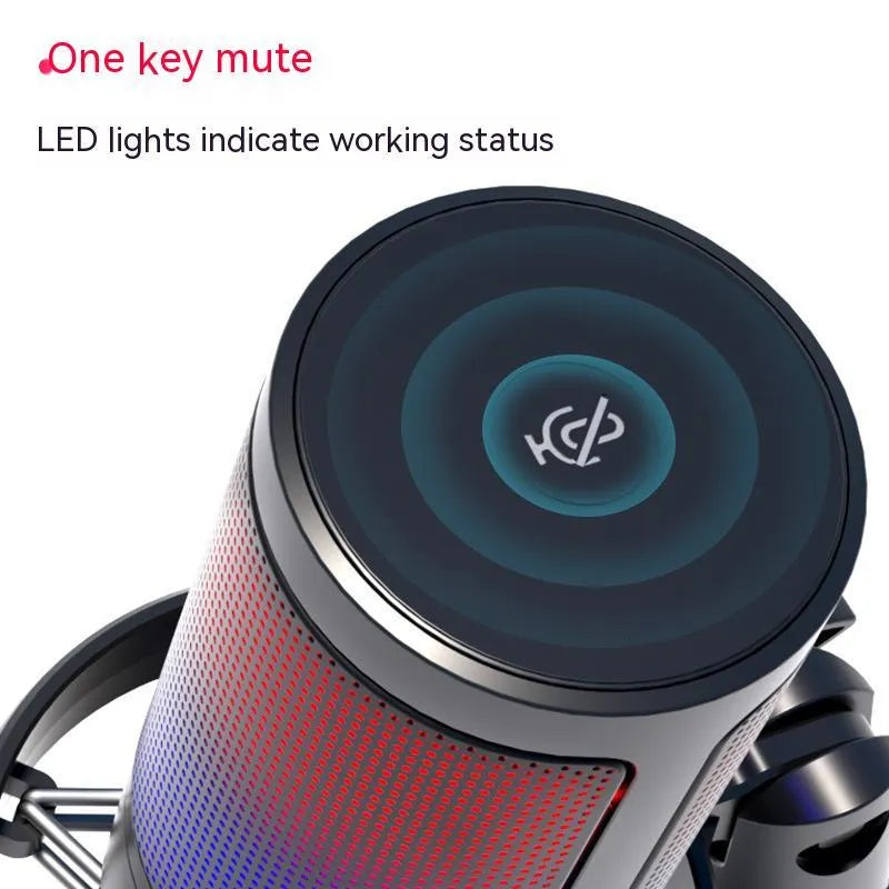 RGB condenser microphone with USB cable in black, white, or pink colour for streaming