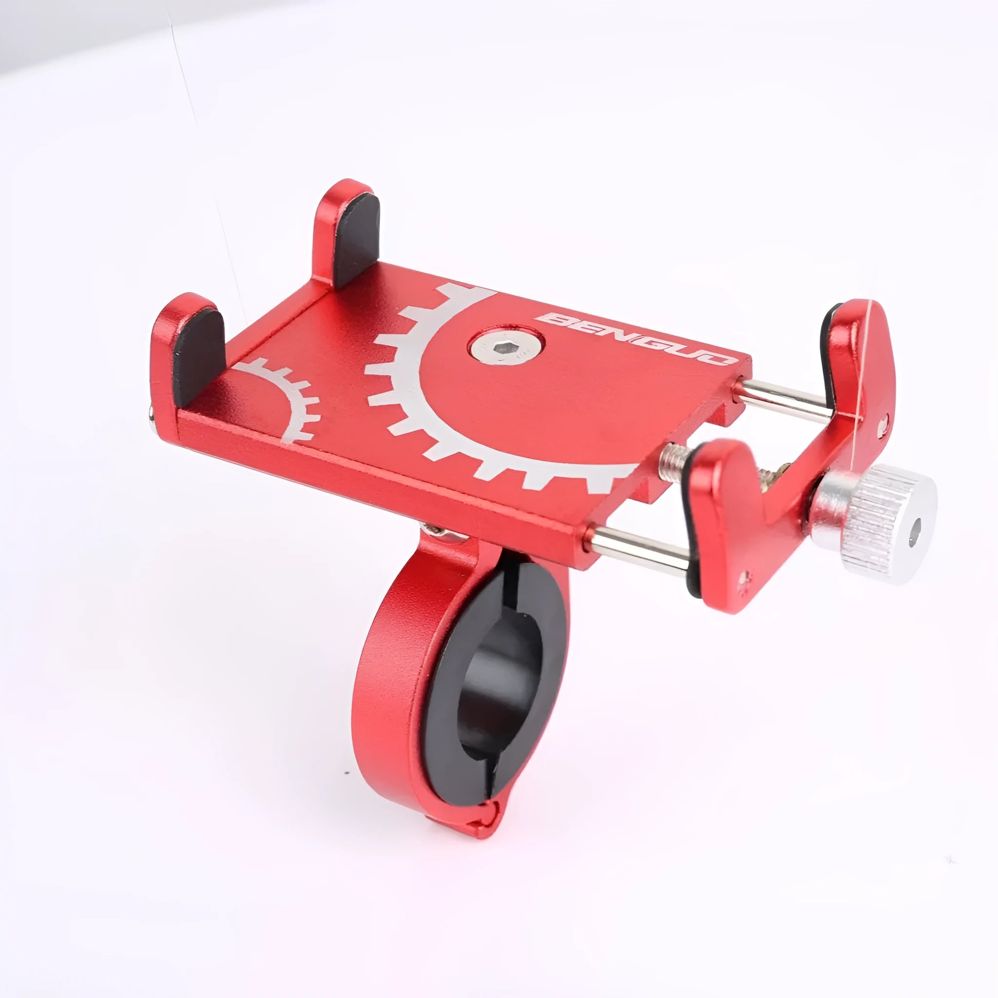 Aluminium alloy bicycle phone holder in black, red or titanium colour options