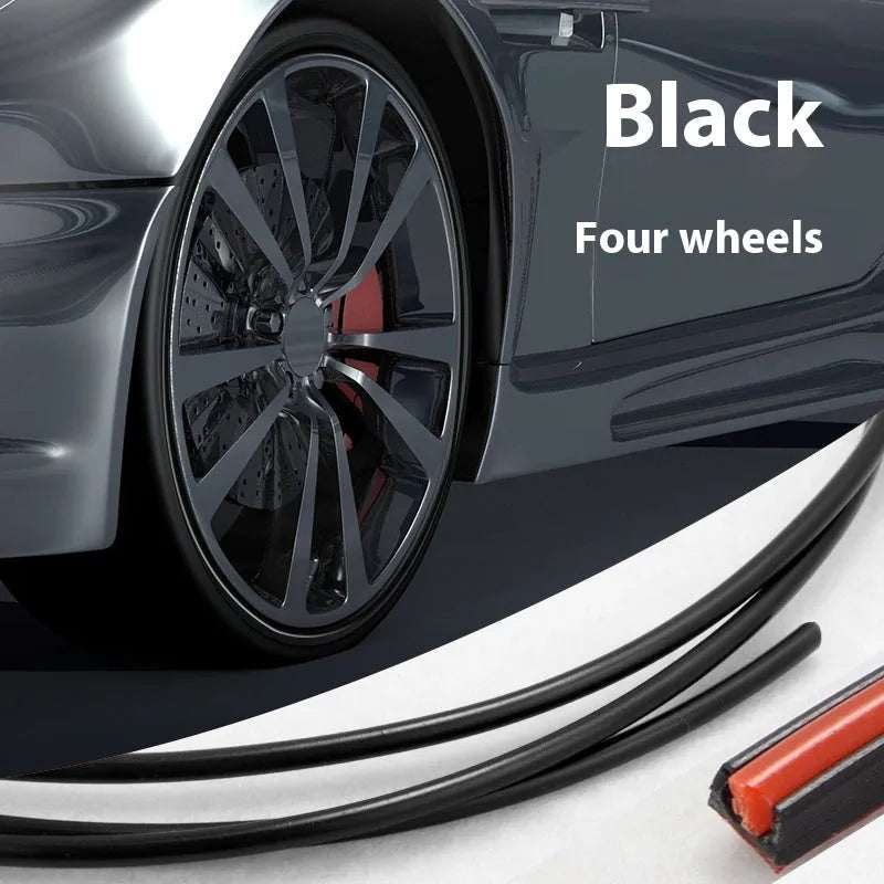 PVC car wheel hub decorative strip protective ring in black fitted on a car rim