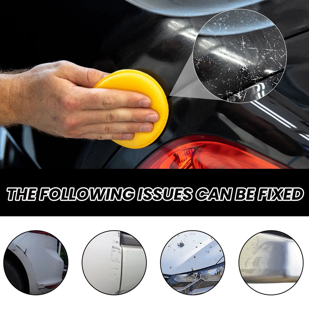 120ml car scratch wax tub with sponge and towel for paint polishing.