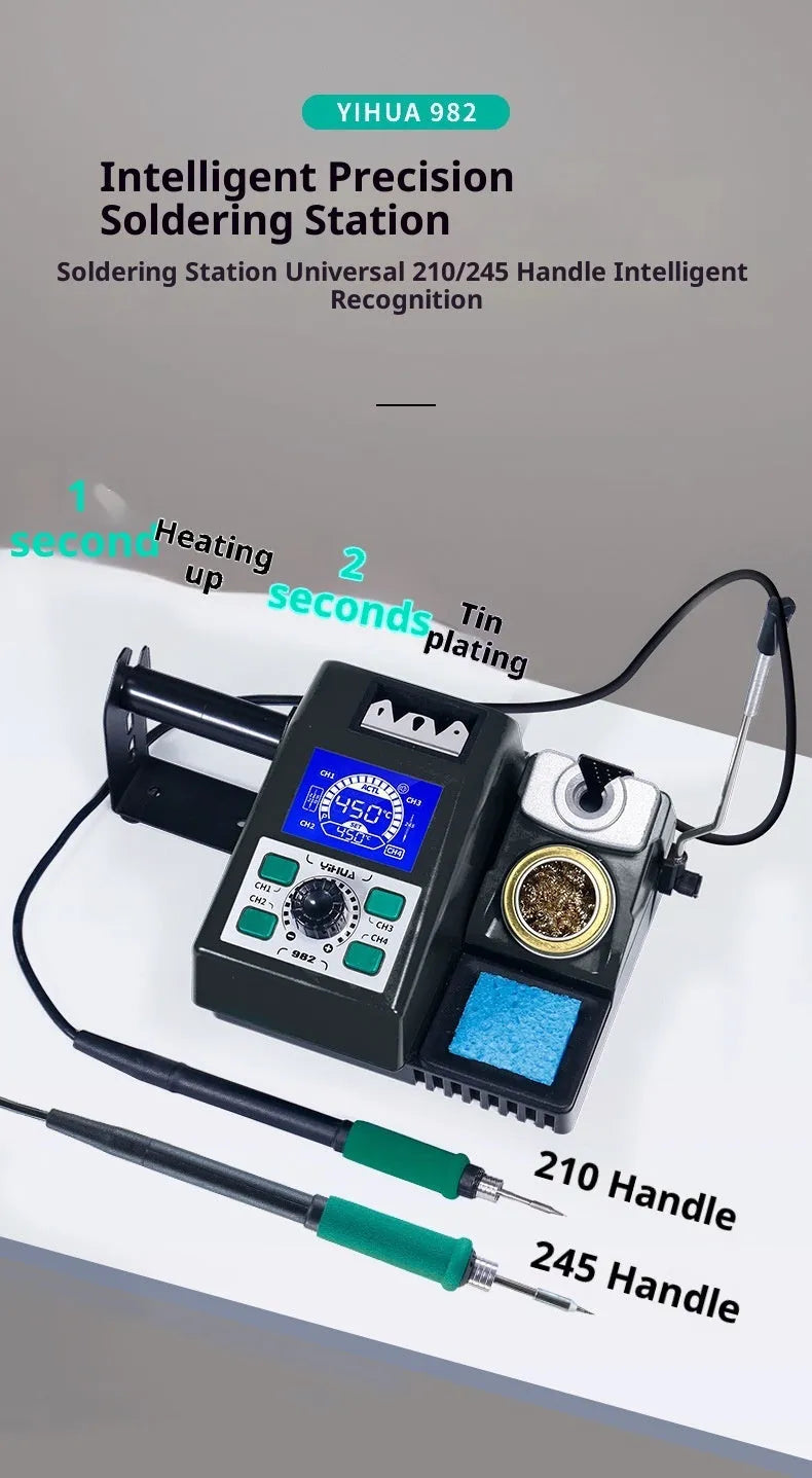 Green YIHUA 982 210 smart nano precision soldering station with digital calibration for phone repair