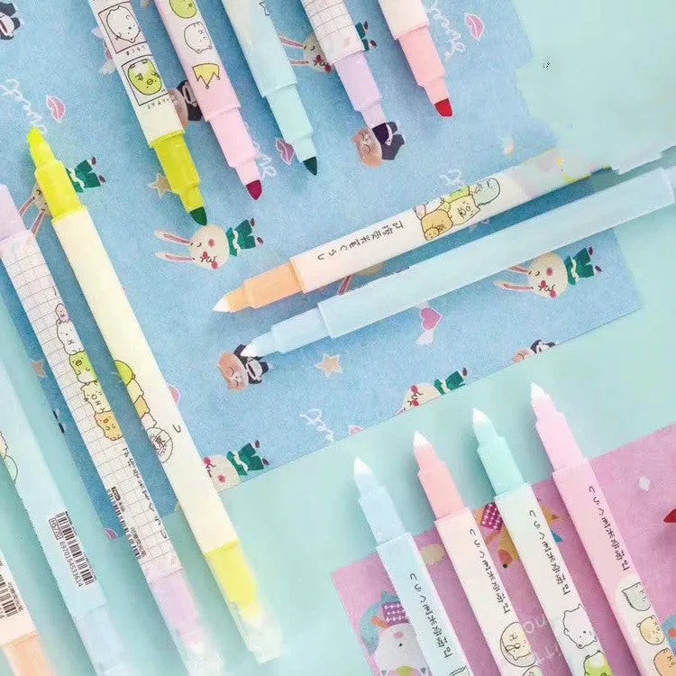 16cm plastic erasable highlighter pen in eight colour sets