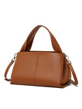 Women's genuine leather messenger bag with retro texture in horizontal square shape with shoulder straps