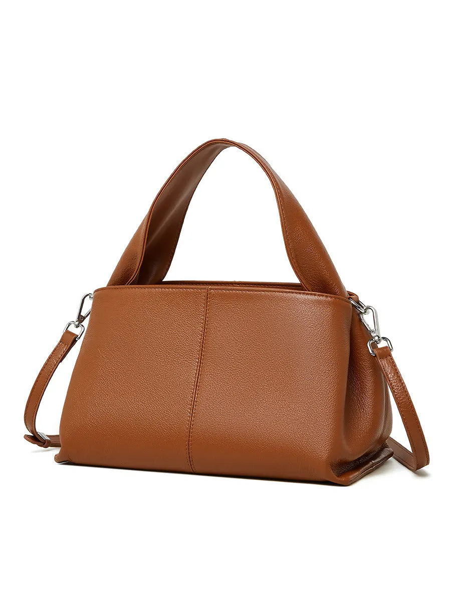 Women's genuine leather messenger bag with retro texture in horizontal square shape with shoulder straps