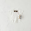 Korean style heart print cotton baby suit two-piece set in pink colour