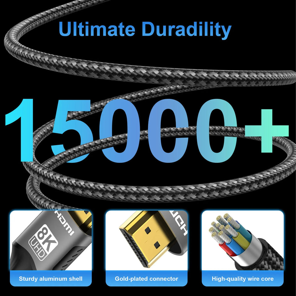 FDBRO 4K 60Hz HDMI 2.0 gold-plated knitted belt cable in 1m length for TV connection