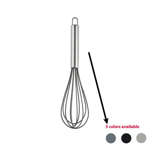 Silicone kitchen utensil set with twelve tools in a rotating storage bucket, including spatula, ladel, and food clip.