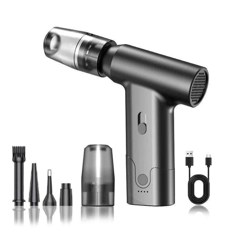 Mini rechargeable handheld dust blower with brushless motor, USB power, and continuous speed control